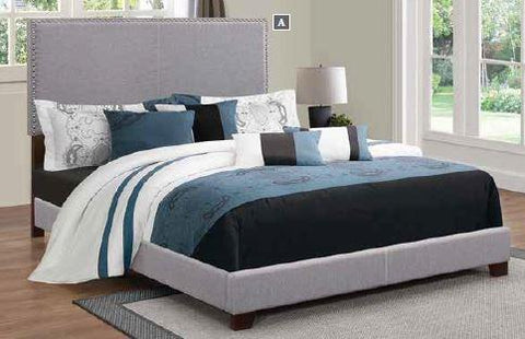 Upholstered Bed Frame with Nailhead Trim